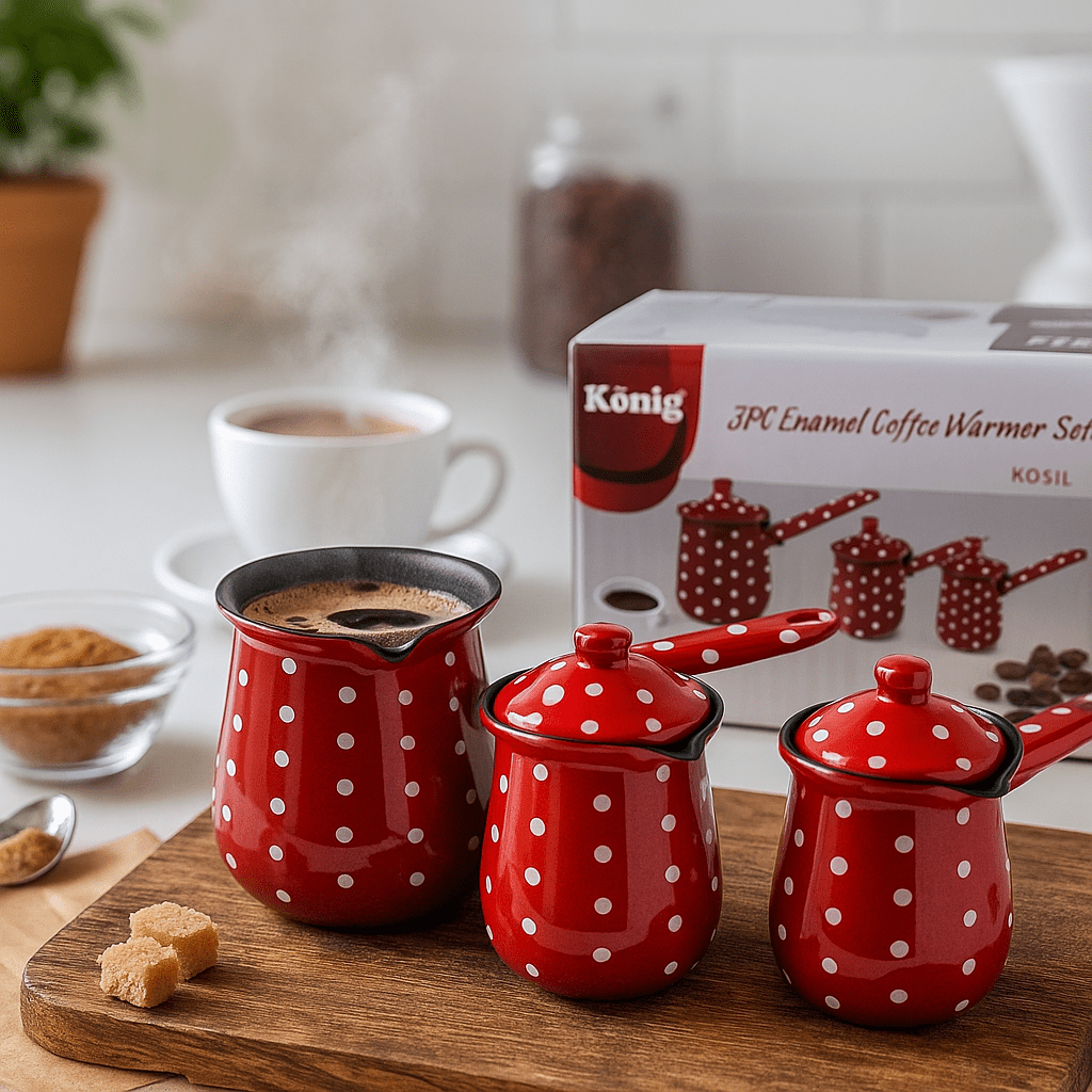 Set 3 emajlirane džezve s poklopcem - SAMO KLIKNI