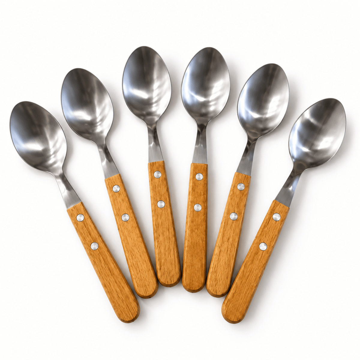 Set 6 kašika s drvenim drškama – Pribor za jelo – – slika 1