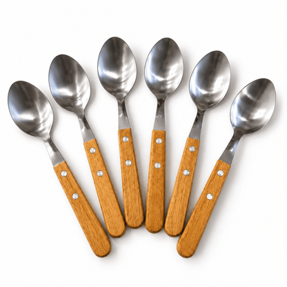 Set 6 kašika s drvenim drškama – Pribor za jelo – – slika 1