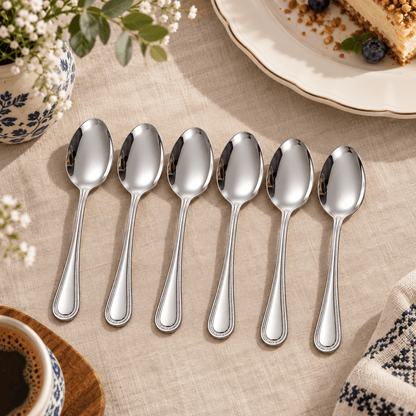 Set 6 kašika s ukrasnim rubom drške – Pribor za jelo – 14,3 cm – slika 5