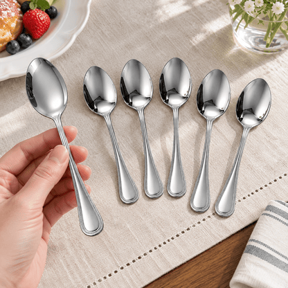 Set 6 kašika s ukrasnim rubom drške – Pribor za jelo – 19,8 cm – slika 9
