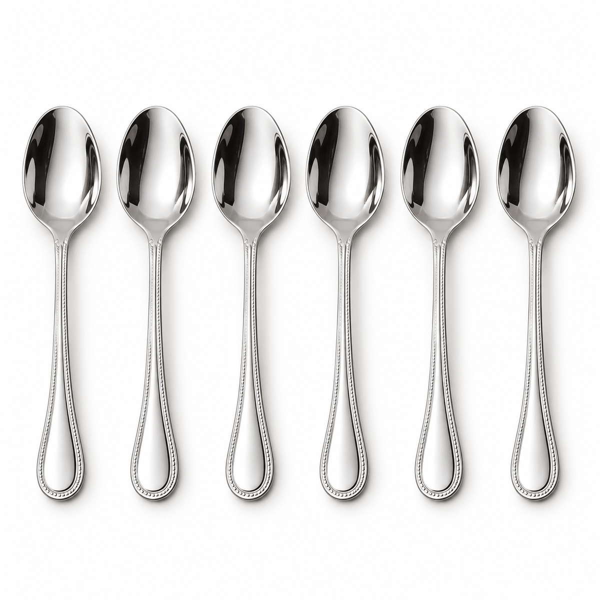 Set 6 kašika s ukrasnim rubom drške – Pribor za jelo – 11,1 cm – slika 1