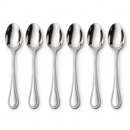 Set 6 kašika s ukrasnim rubom drške – Pribor za jelo – 11,1 cm – slika 1