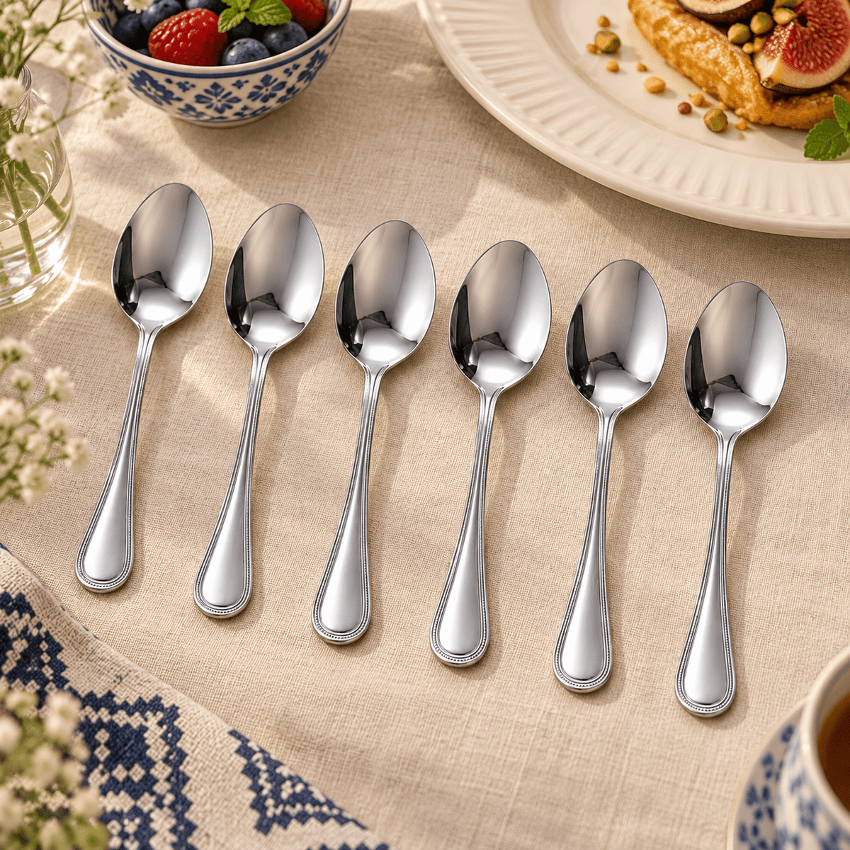 Set 6 kašika s ukrasnim rubom drške – Pribor za jelo – 19,8 cm – slika 8