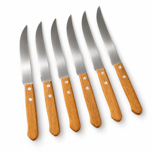 Set 6 stolnih noževa s drvenim drškama – Pribor za jelo – Glatka – slika 1