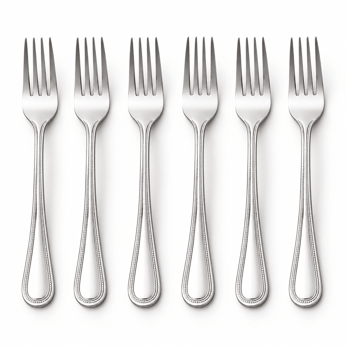 Set 6 viljuški s ukrasnim rubom drške – Pribor za jelo – 19,8 cm – 4 zupca – slika 4