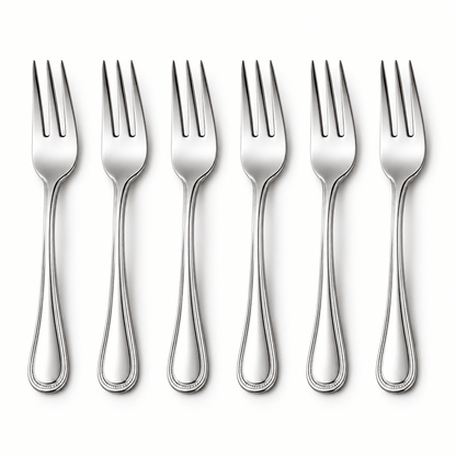 Set 6 viljuški s ukrasnim rubom drške – Pribor za jelo – 14,2 cm – 3 zupca – slika 1