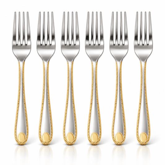 Set 6 viljuški sa zlatnim rubom drške – Setovi metalnih viljuški – – slika 1