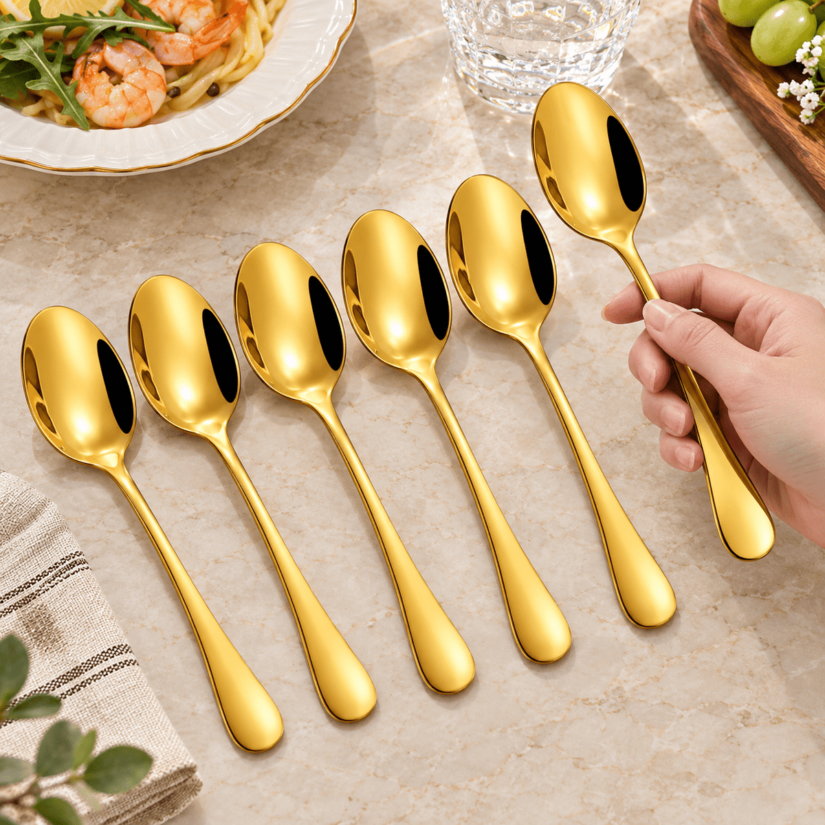 Set 6 zlatnih kašika – 20,4 cm – Setovi zlatnih kašika 6 komada – – slika 3