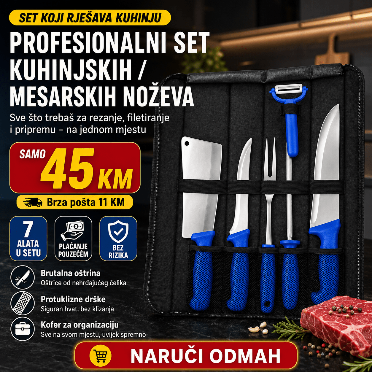 Set Mesarskih Noževa u Torbi – – – slika 1