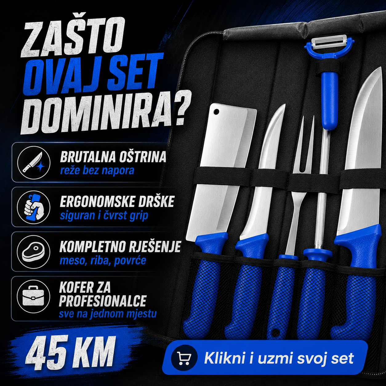 Set Mesarskih Noževa u Torbi – – – slika 6