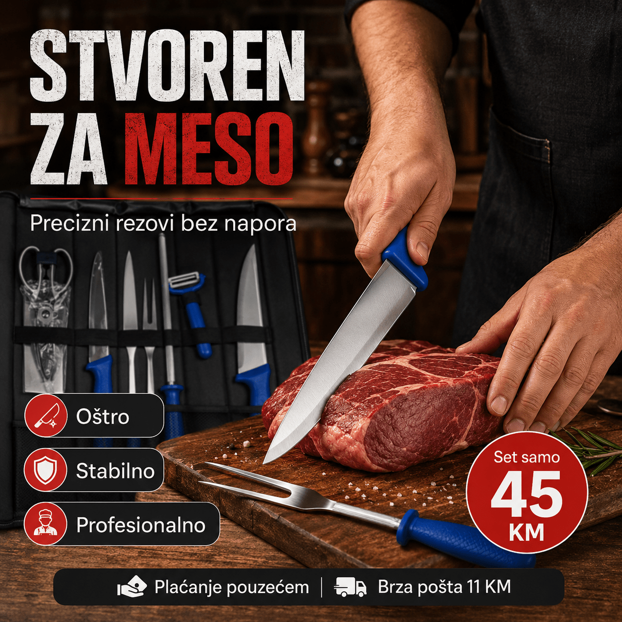 Set Mesarskih Noževa u Torbi – – – slika 4