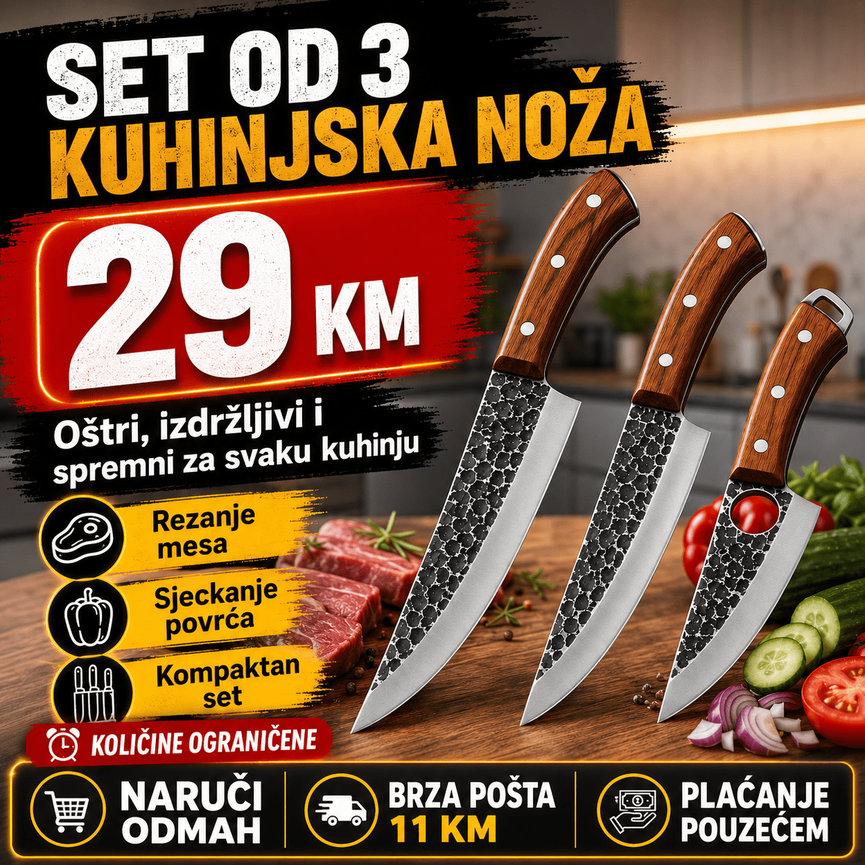 Set od 3 Kuhinjska Noža – – – slika 1