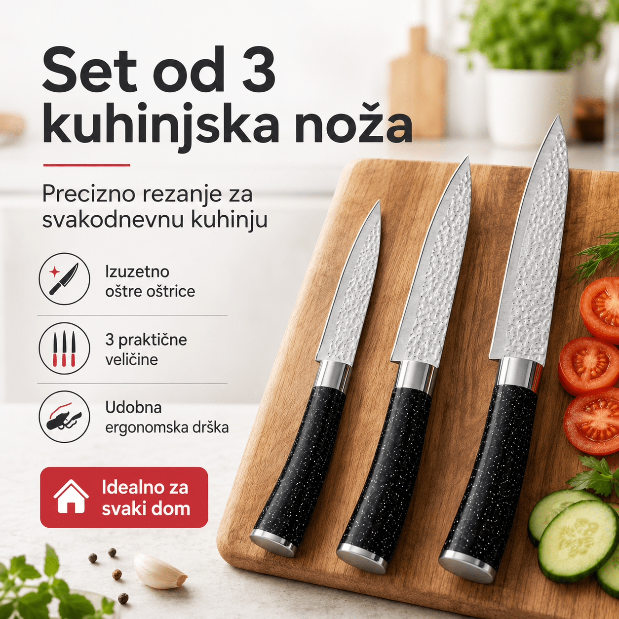 Set od 3 Kuhinjska Noža – – – slika 1