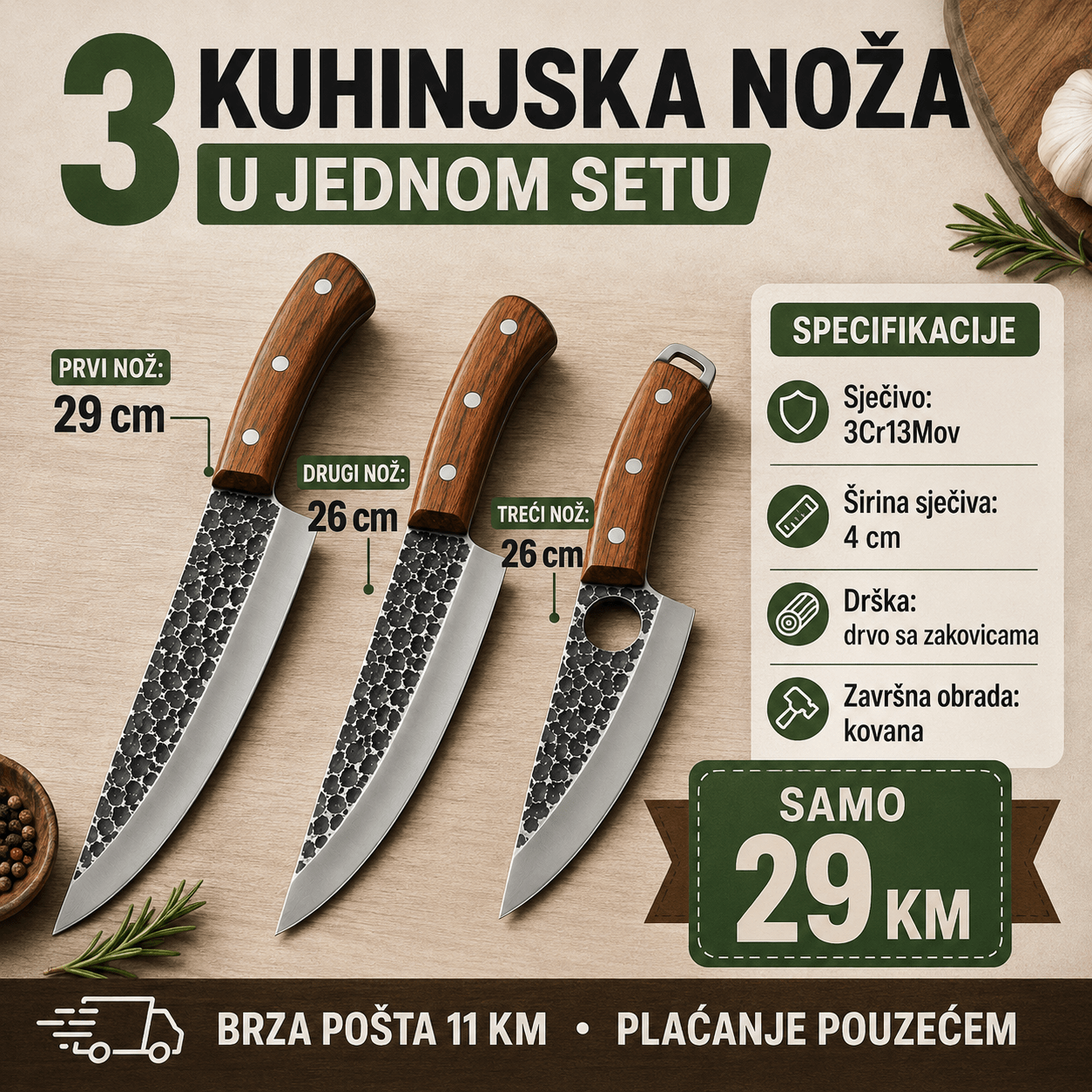 Set od 3 Kuhinjska Noža – – – slika 7