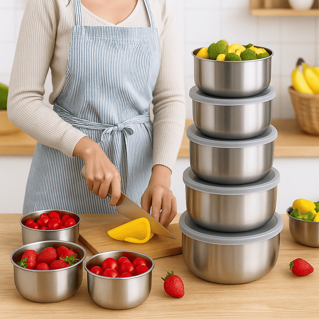 Set od 5 Inox Posuda s Poklopcima - SAMO KLIKNI