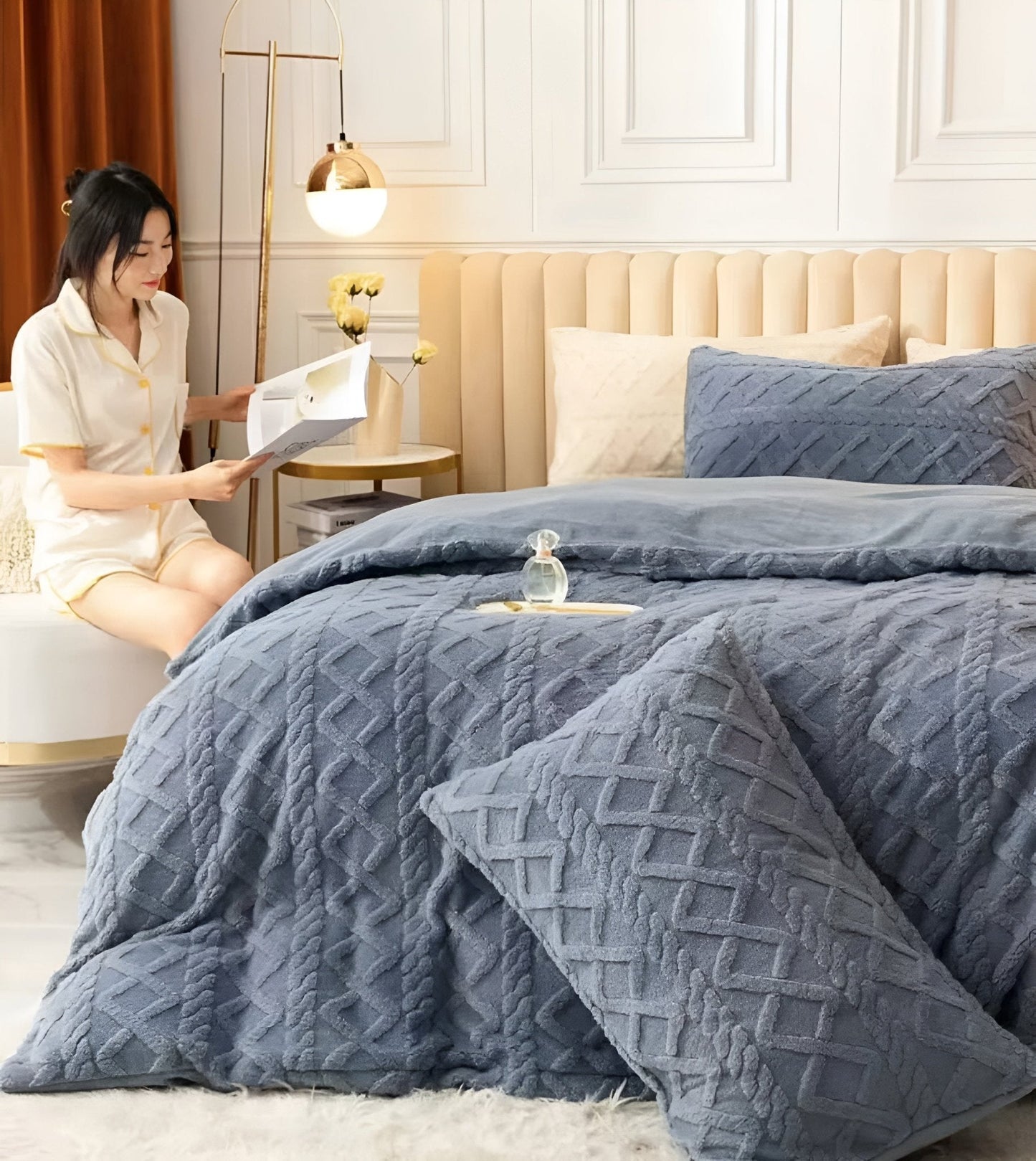 Set Posteljine Velvet Dreams – – Svijetlo Siva – slika 6