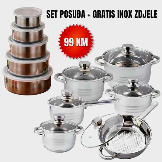 Set Posuđa + Gratis Inox Zdjele - SAMO KLIKNI