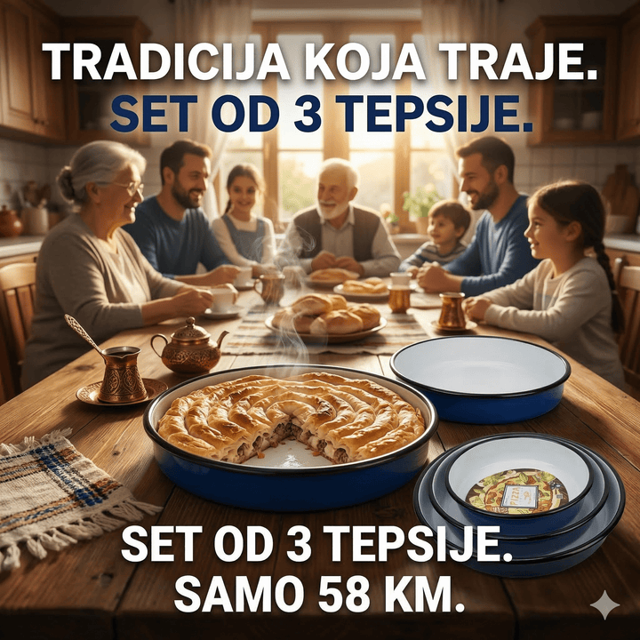 Set Velikih Emajliranih Tepsija