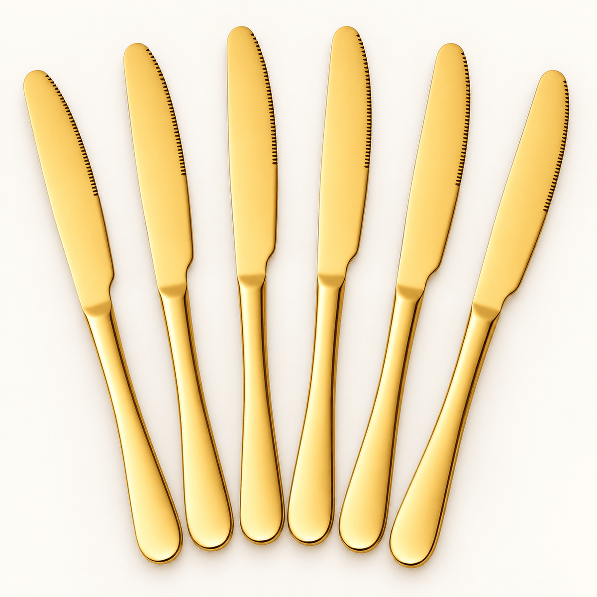 Set zlatnih stolnih noževa – 6 komada, 23 cm – Setovi zlatnih stolnih noževa – – slika 1