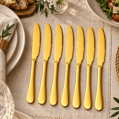 Set zlatnih stolnih noževa – 6 komada, 23 cm – Setovi zlatnih stolnih noževa – – slika 2