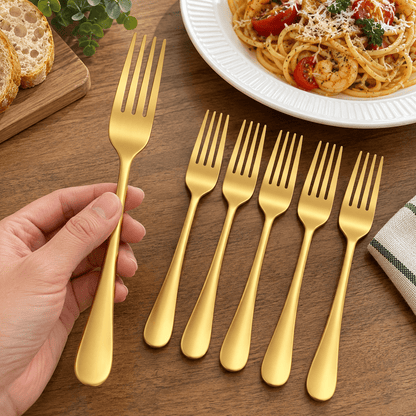 Set zlatnih viljuški – 6 komada, 20,5 cm – Setovi glatkih zlatnih viljuški – – slika 3