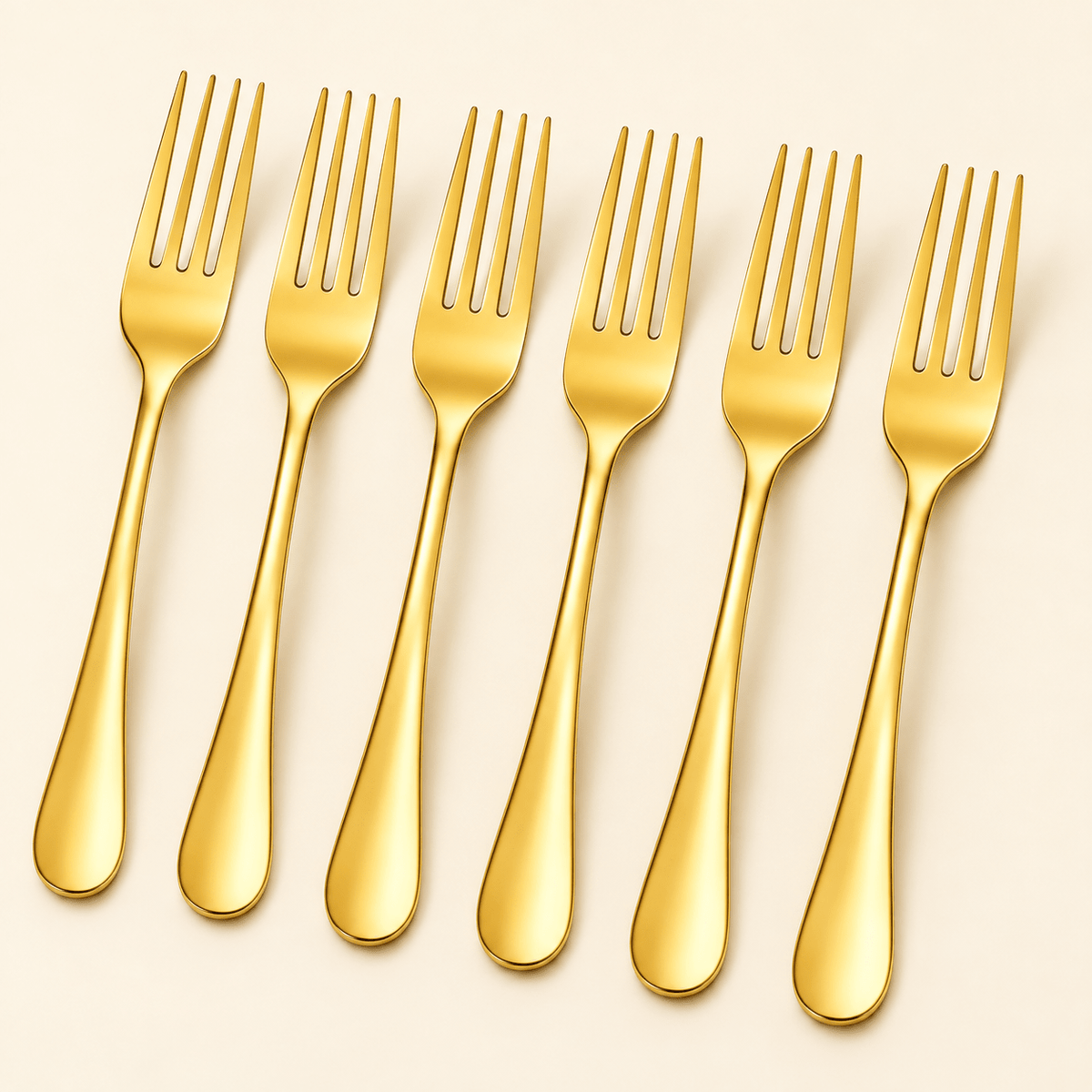 Set zlatnih viljuški – 6 komada, 20,5 cm – Setovi glatkih zlatnih viljuški – – slika 1