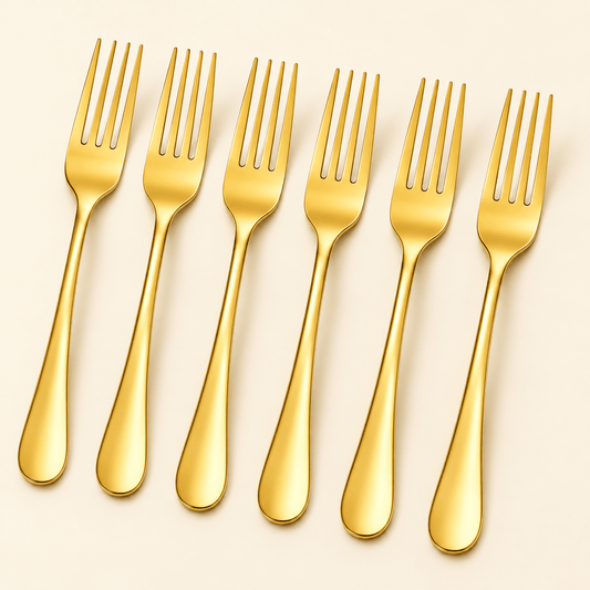 Set zlatnih viljuški – 6 komada, 20,5 cm – Setovi glatkih zlatnih viljuški – – slika 1