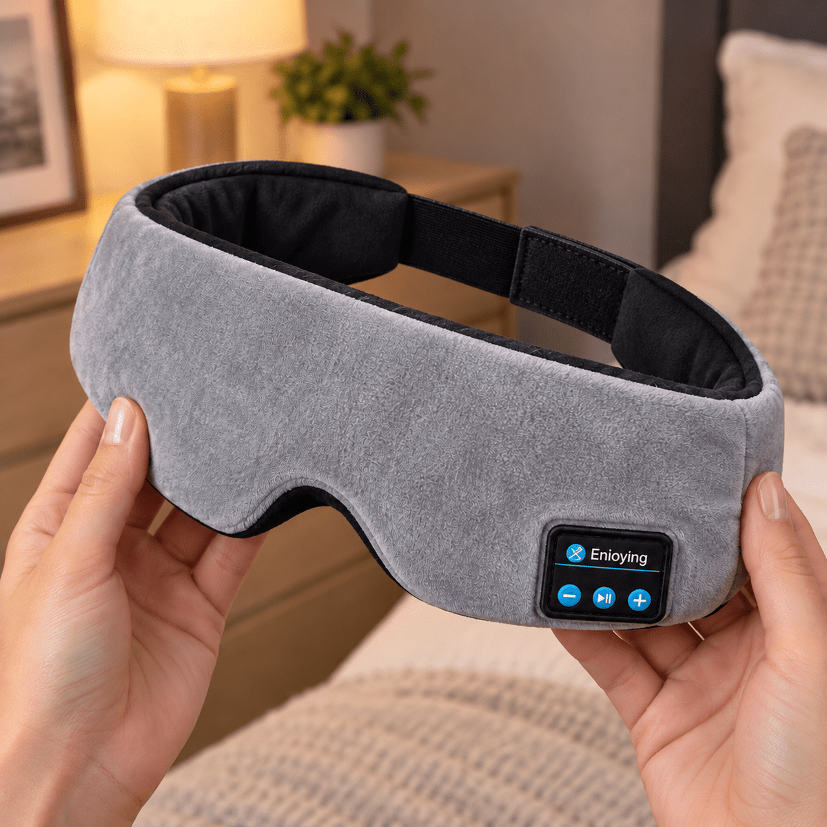Siva Bluetooth maska za spavanje s ugrađenim zvučnicima – Bluetooth maske za spavanje – – slika 3