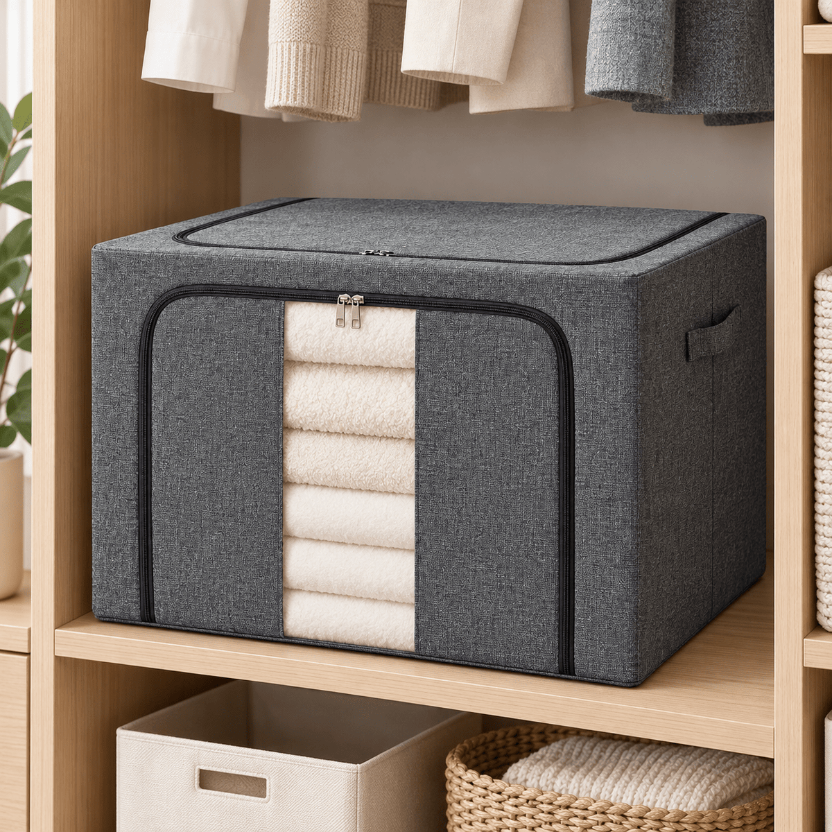 Siva kutija za odlaganje s prozorom – 50 × 40 × 30 cm – Sive kutije s prozorom 50 × 40 × 30 cm – – slika 2