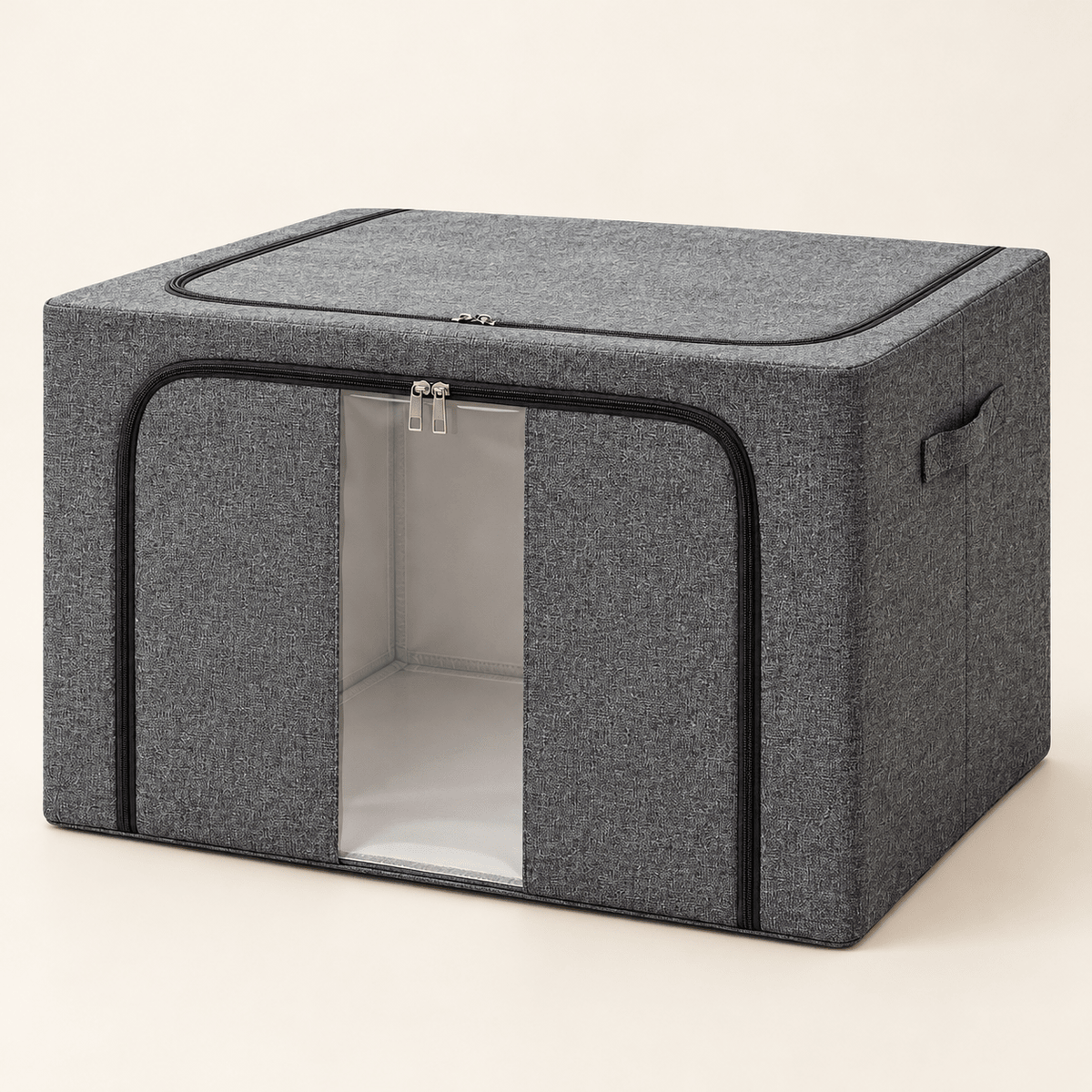 Siva kutija za odlaganje s prozorom – 50 × 40 × 30 cm – Sive kutije s prozorom 50 × 40 × 30 cm – – slika 1