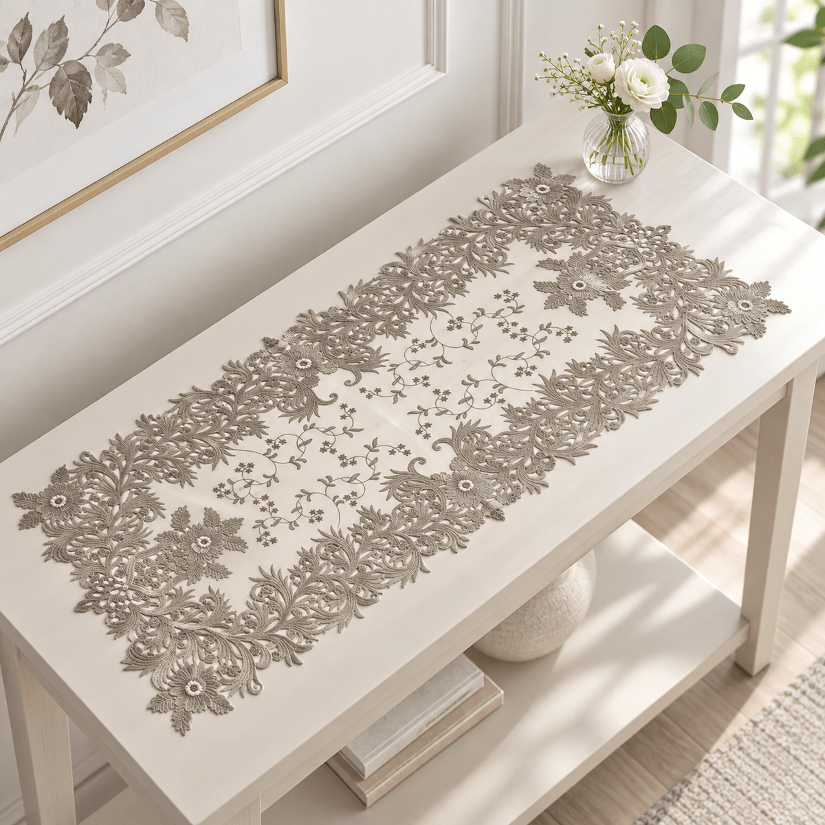 Sivobež cvjetni nadstolnjaci 33 × 92 cm – set 6 – Sivobež cvjetni nadstolnjaci u setu 6 – – slika 2