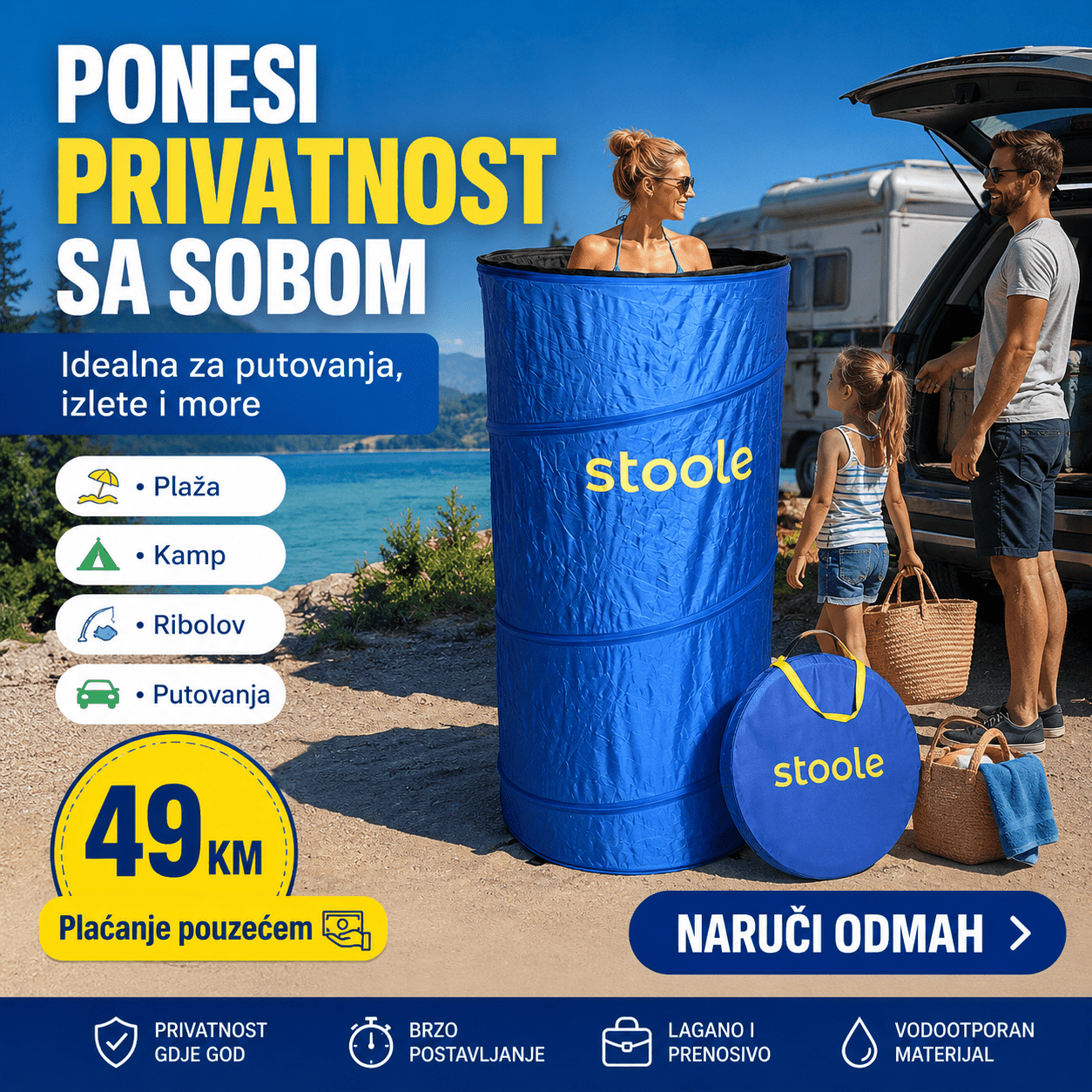 Sklopiva Kabina za Presvlačenje – – Plava – slika 2