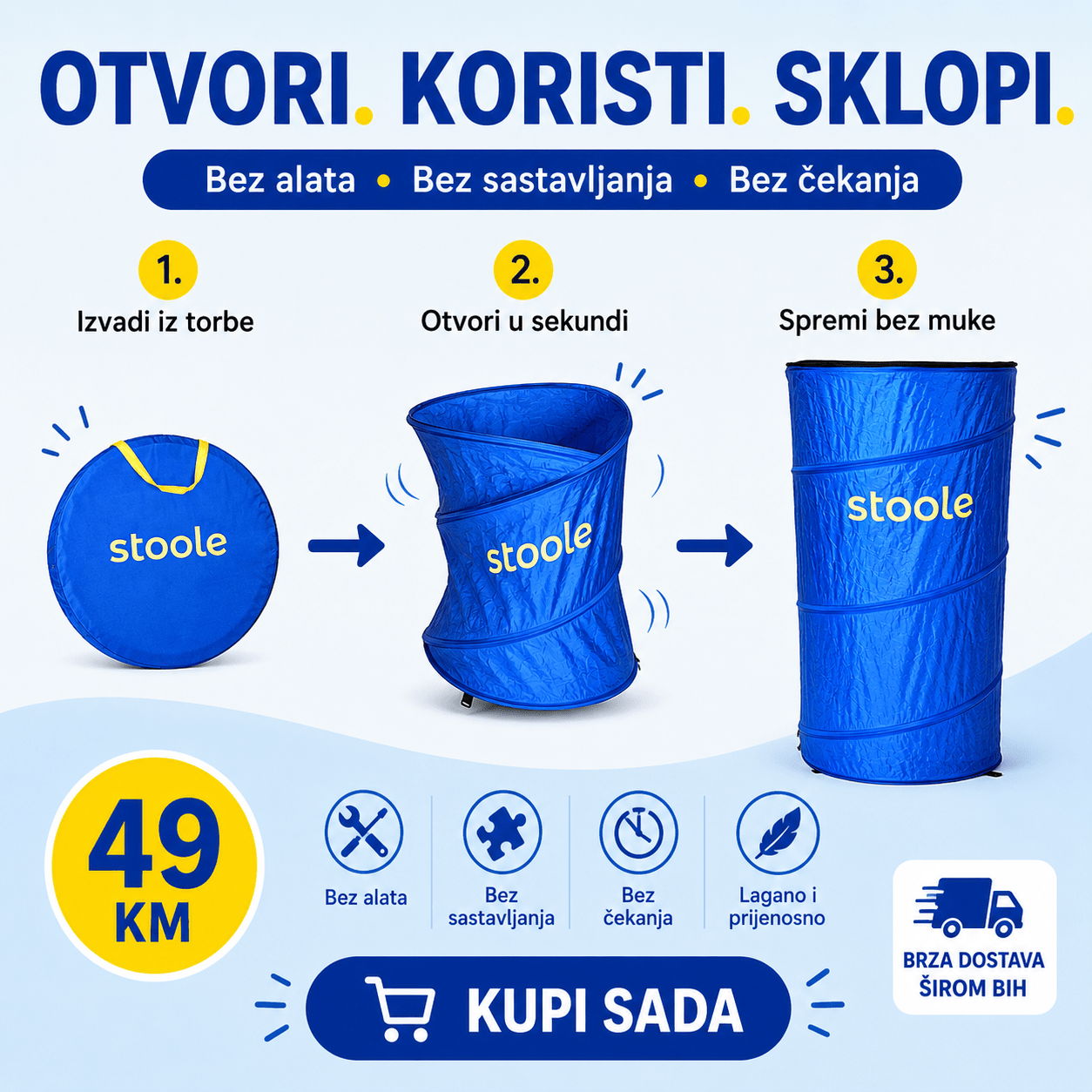 Sklopiva Kabina za Presvlačenje – – Plava – slika 7