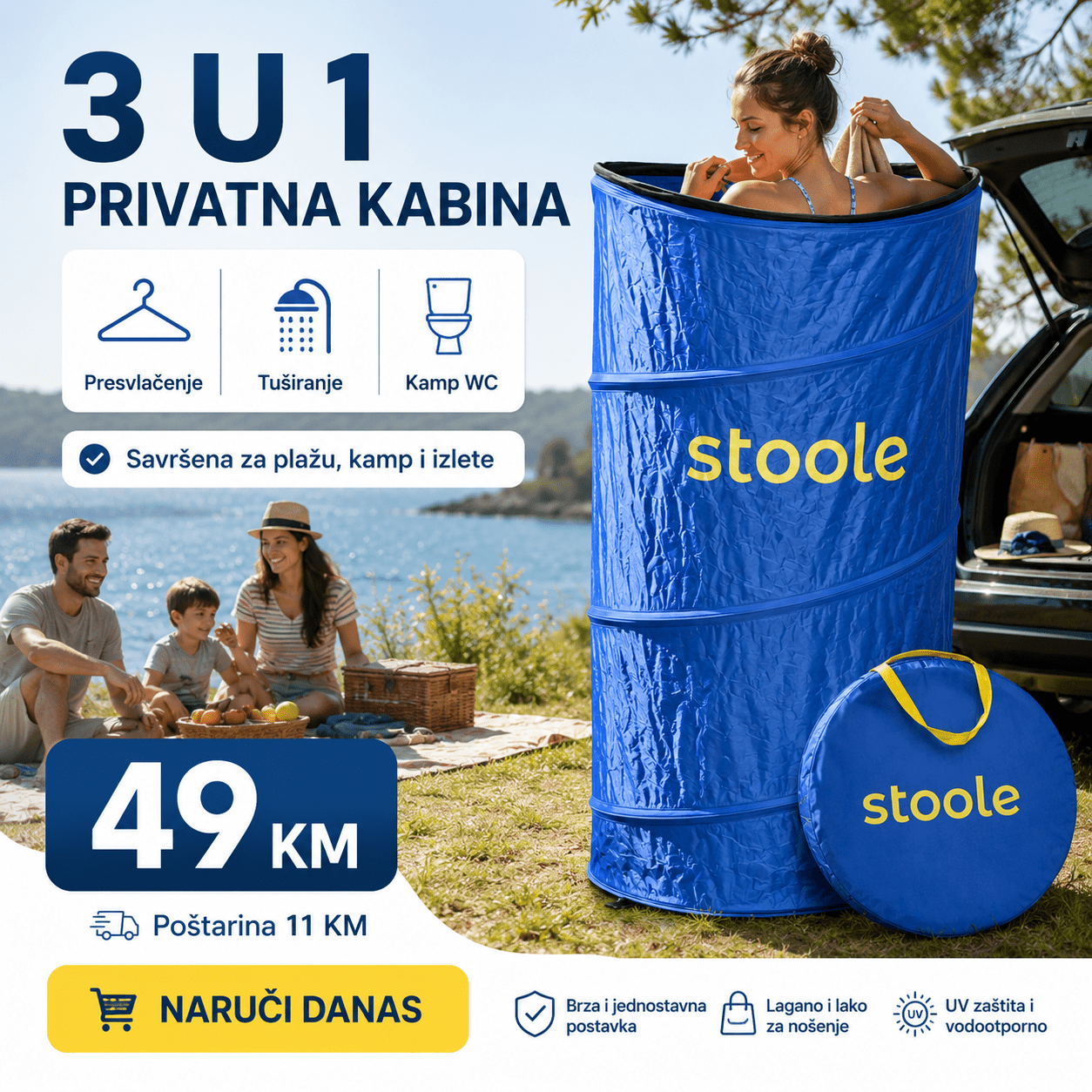 Sklopiva Kabina za Presvlačenje – – Plava – slika 4