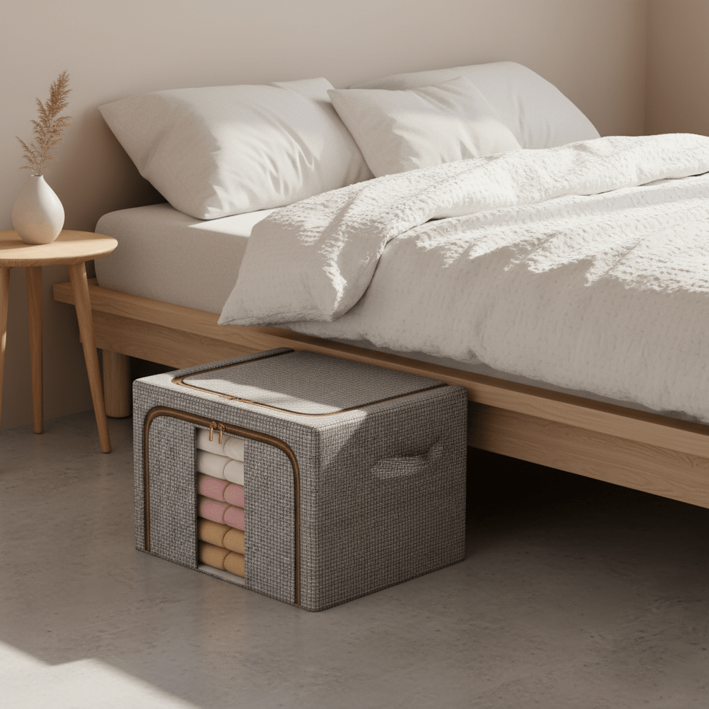 Sklopiva Kutija za Odlaganje Odjeće i Posteljine – Kućna organizacija – Velika Siva – slika 4