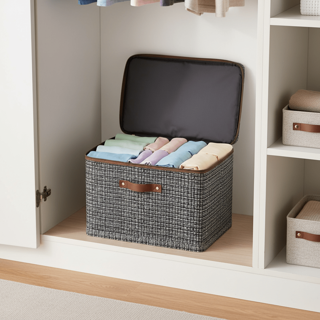 Sklopiva Kutija za Odlaganje s Ručkom – Kutije za odlaganje – Srednja Tamno siva – slika 1