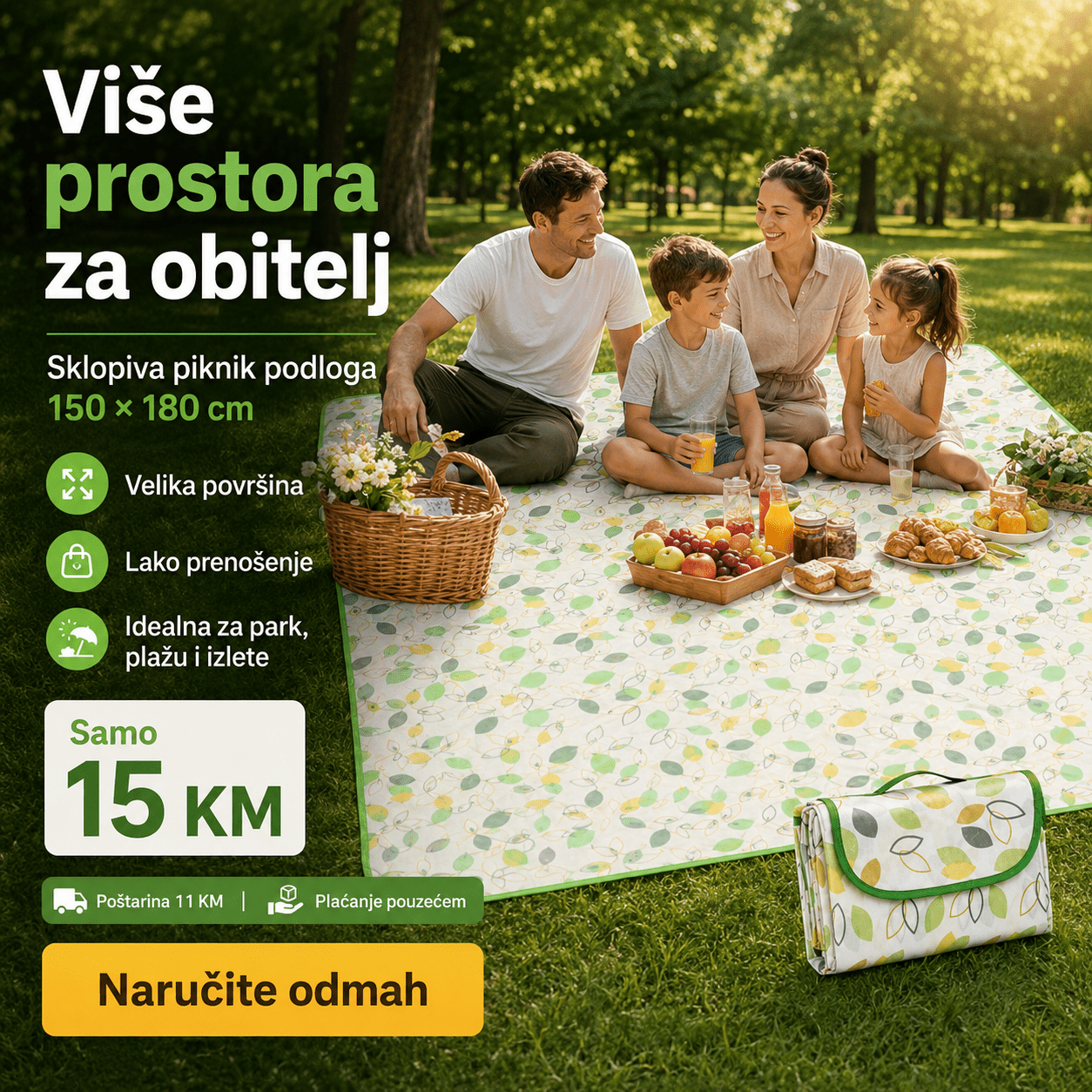 Sklopiva Piknik Podloga 150 × 180 cm – – – slika 4