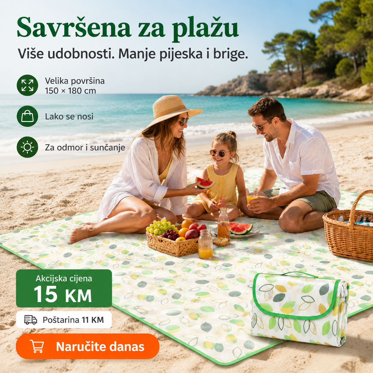 Sklopiva Piknik Podloga 150 × 180 cm – – – slika 6