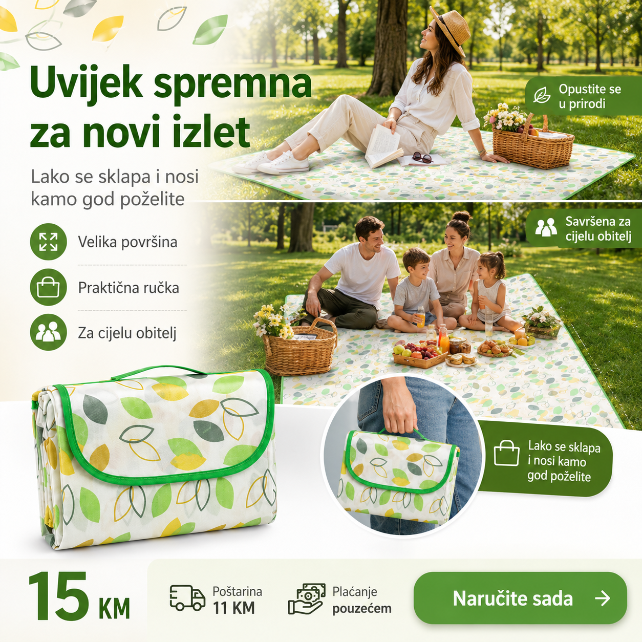 Sklopiva Piknik Podloga 150 × 180 cm – – – slika 7