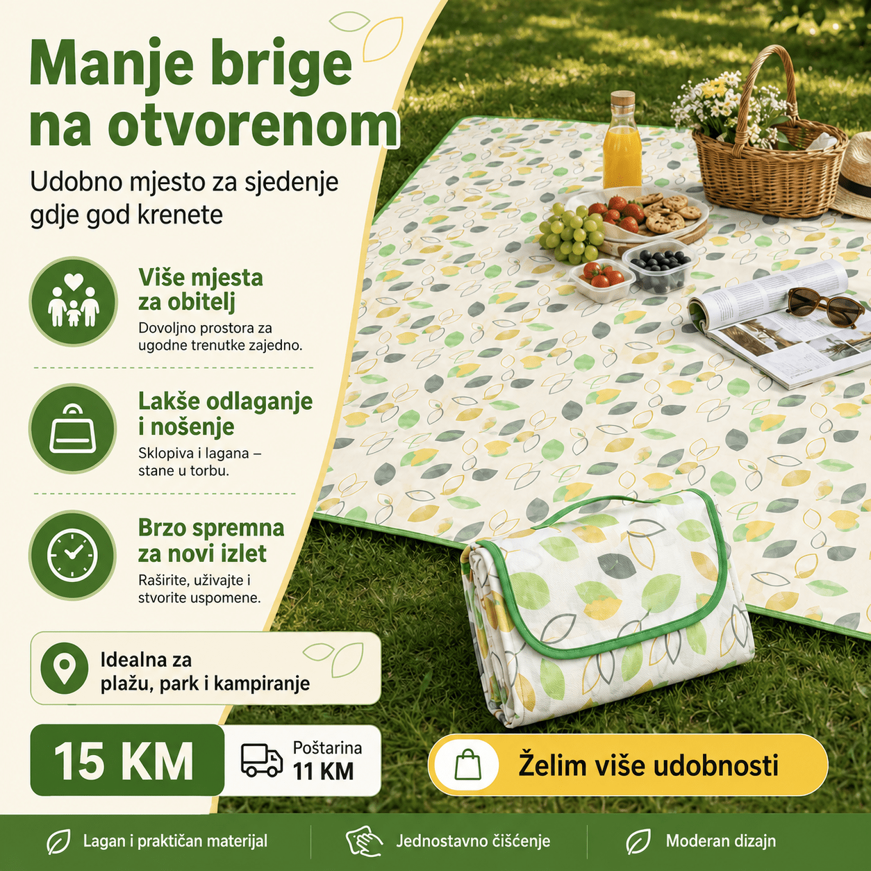 Sklopiva Piknik Podloga 150 × 180 cm – – – slika 5