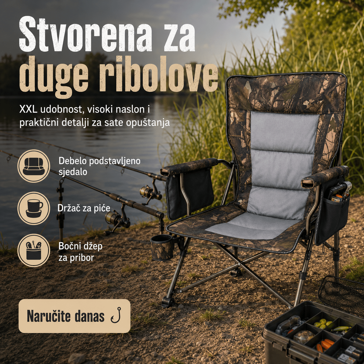 Sklopiva Ribolovna XXL Stolica – – – slika 6