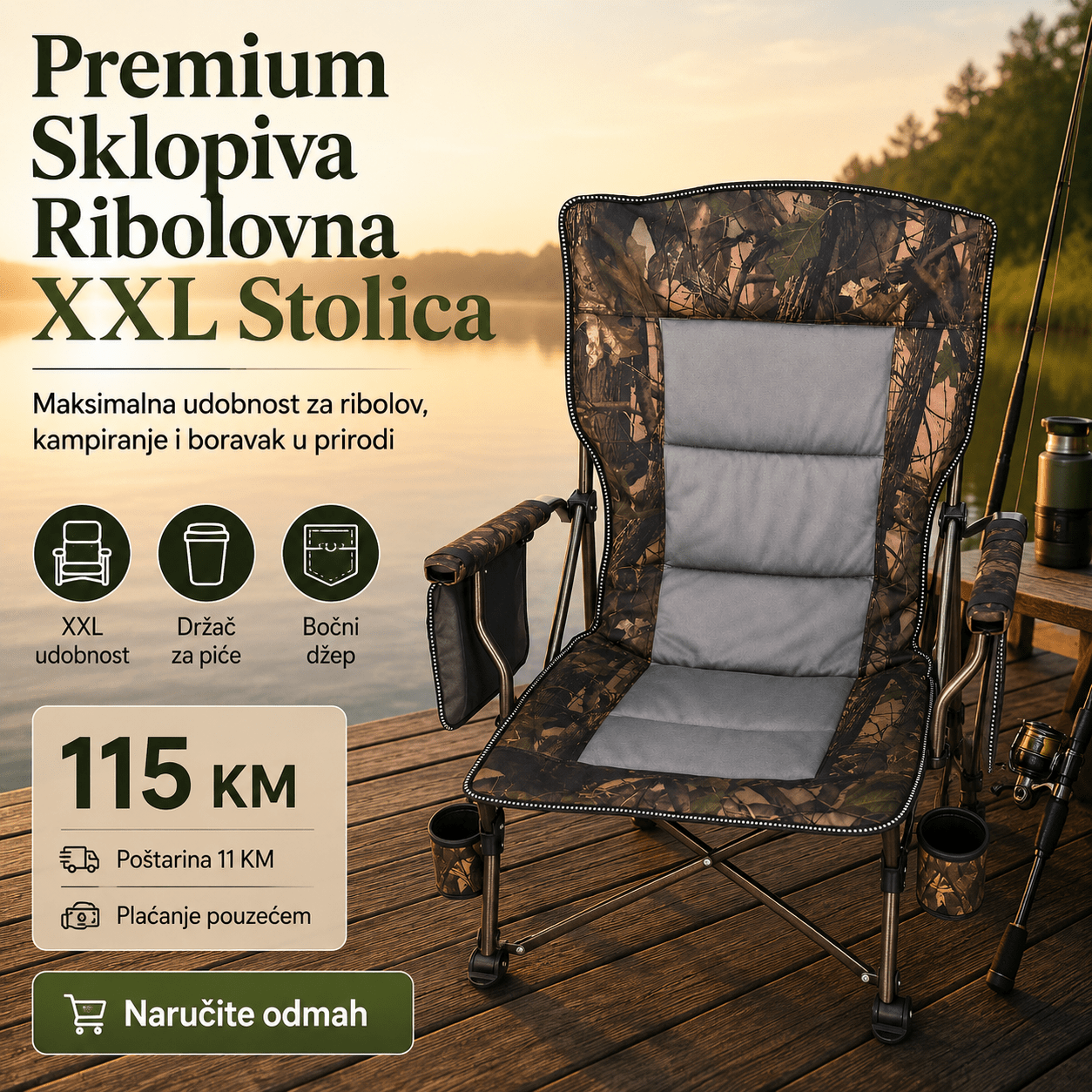 Sklopiva Ribolovna XXL Stolica – – – slika 3