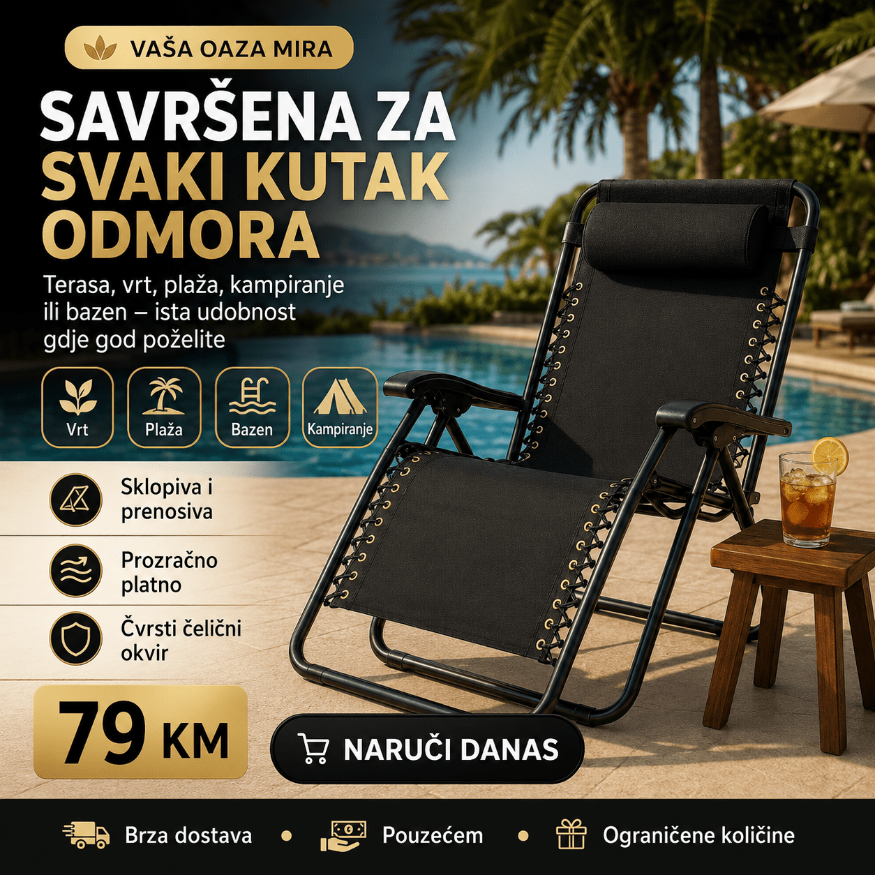 Sklopiva stolica ležaljka – – – slika 3