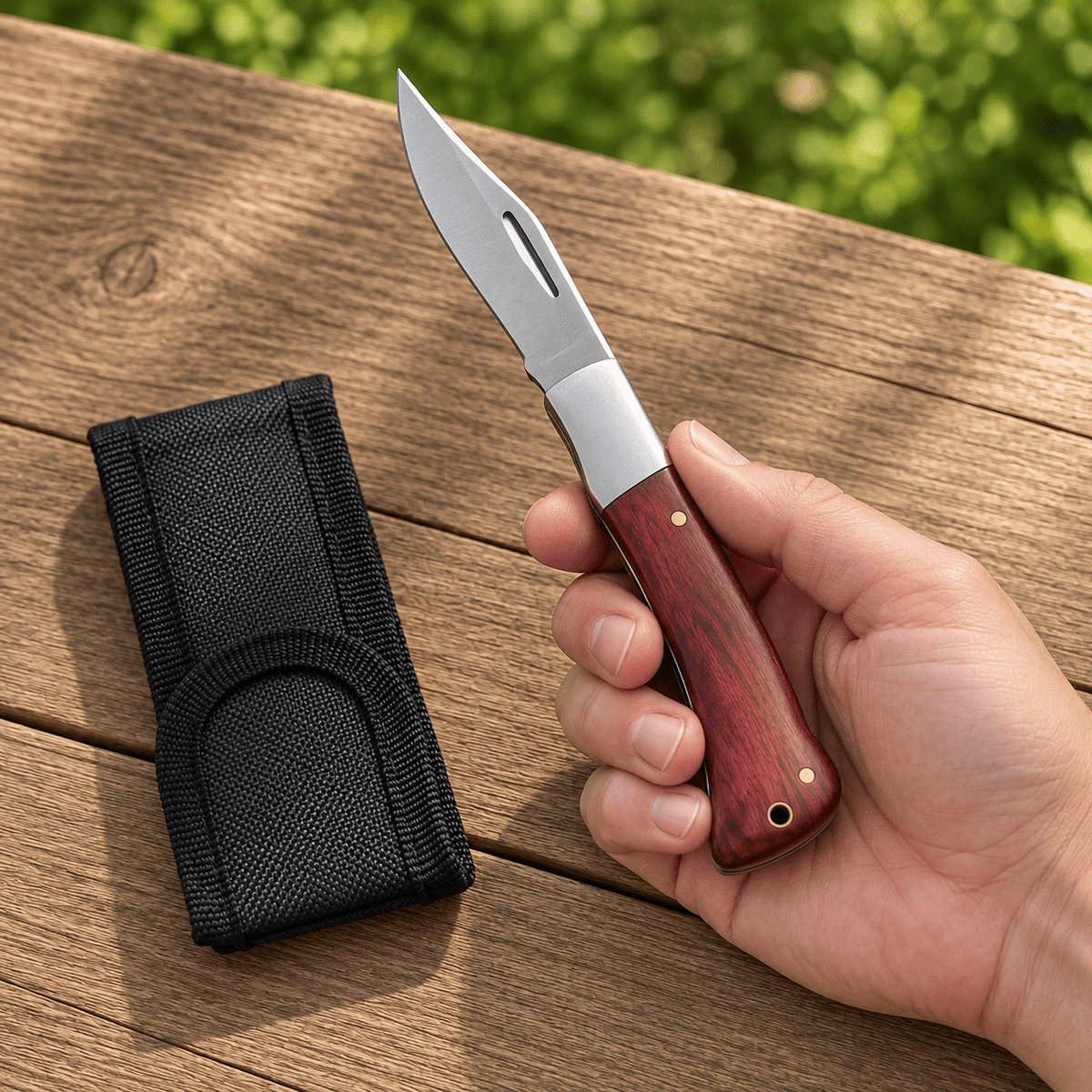 Sklopivi nož s crveno-smeđom drškom – 26 cm – Sklopivi nož 26 cm crveno-smeđi – – slika 3