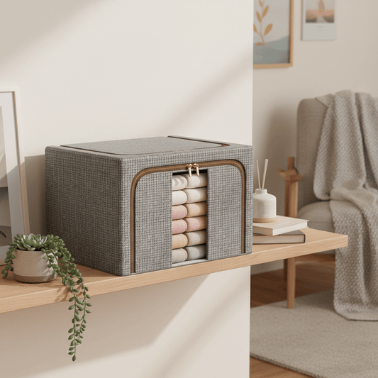 Sklopivi Platneni Organizator za Odjeću i Posteljinu – Organizatori za dom – Srednja Siva – slika 1