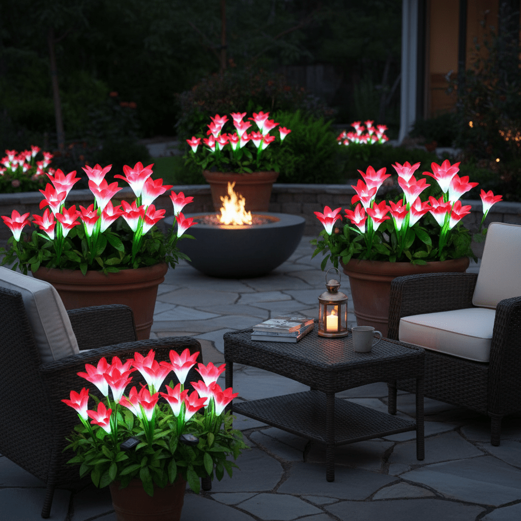 Solarna Baštenska Svjetla Ljiljan – Baštenska rasvjeta – Crvena Univerzalna – slika 5