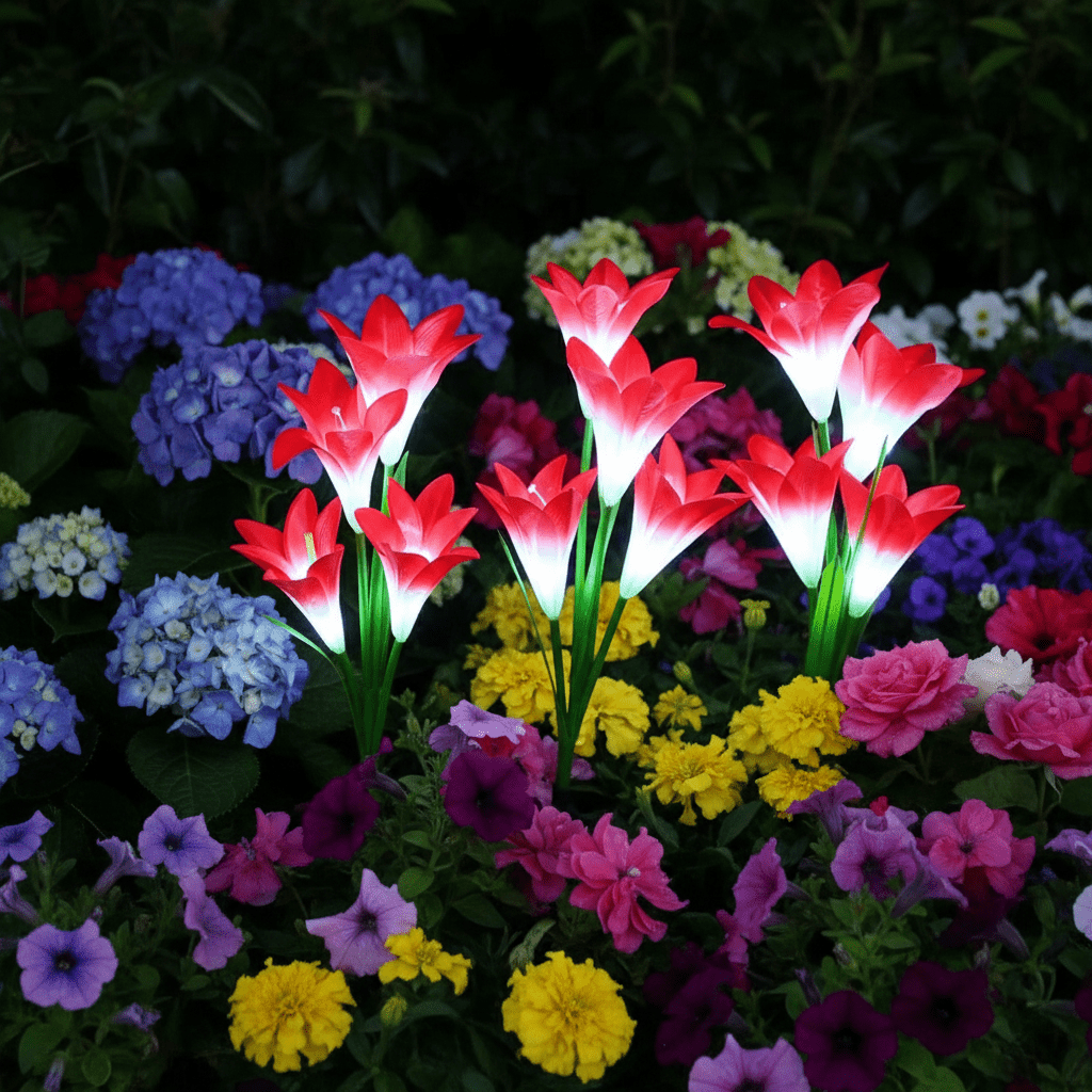 Solarna Baštenska Svjetla Ljiljan – Baštenska rasvjeta – Crvena Univerzalna – slika 3