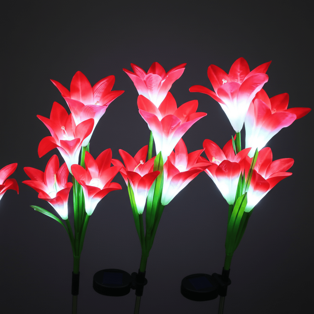 Solarna Baštenska Svjetla Ljiljan – Baštenska rasvjeta – Crvena Univerzalna – slika 1