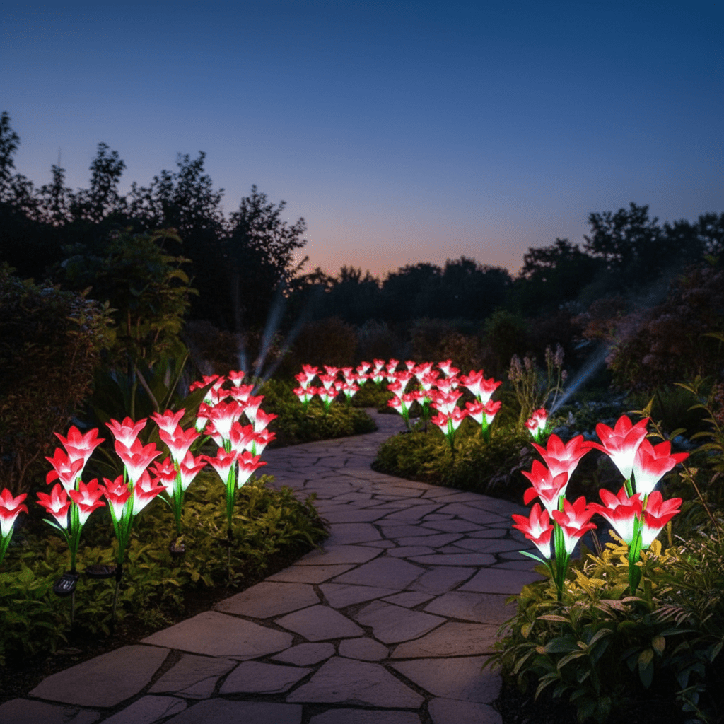 Solarna Baštenska Svjetla Ljiljan – Baštenska rasvjeta – Crvena Univerzalna – slika 2
